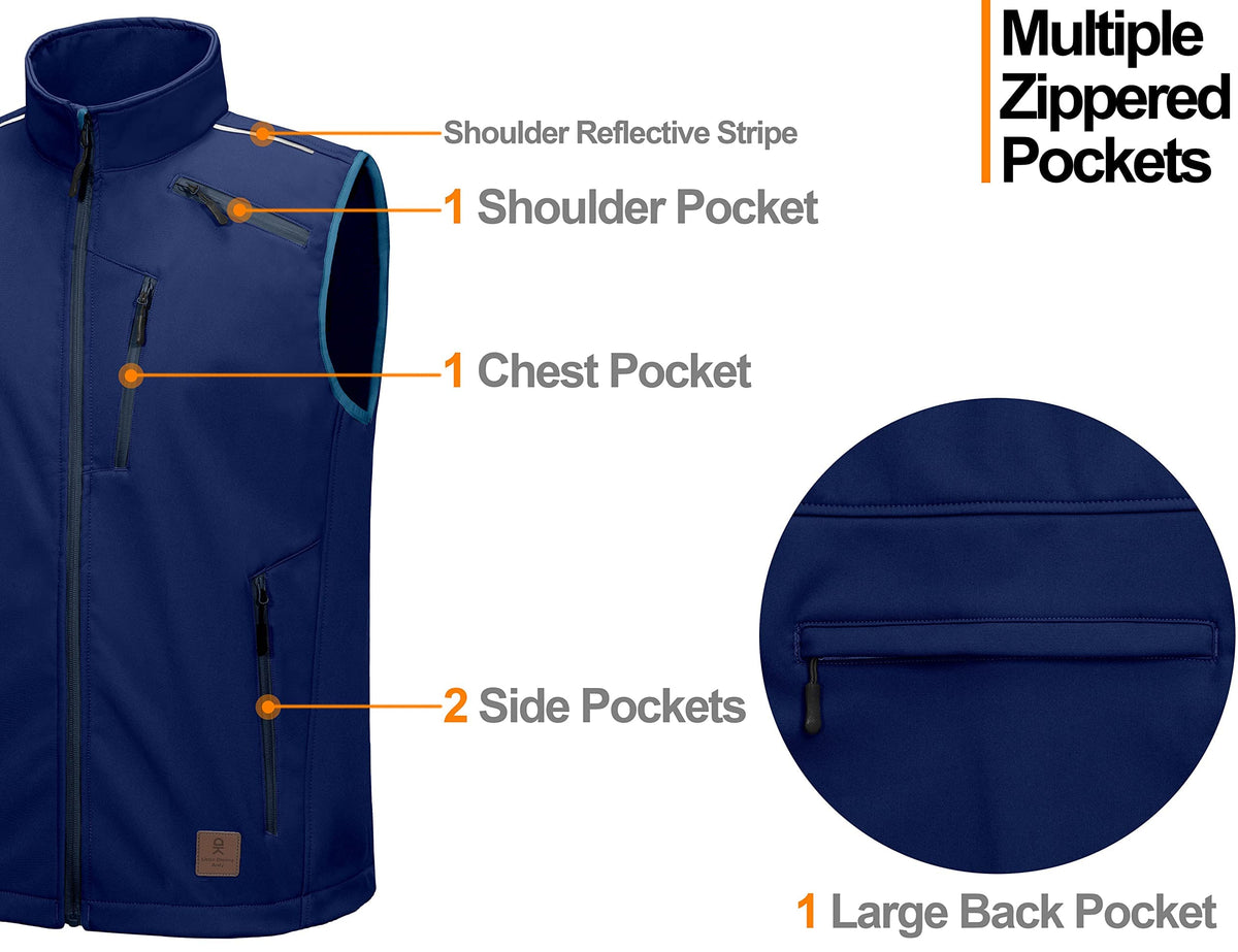 Vestă softshell bărbați căptușită cu fleece rezistentă la vânt – Albastru închis M