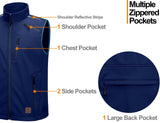 Vestă softshell bărbați căptușită cu fleece rezistentă la vânt – Albastru închis M