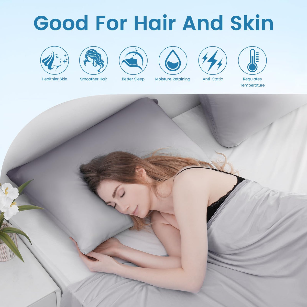 Cooling Pillowcase Pair 40 x 80 cm Arc-Chill Cooling Fibre Q-Max>0.5 100% Cotton – Blue