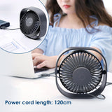 Mini ventilator silențios USB de birou Simpeak rotire 360° 3 trepte – Albastru