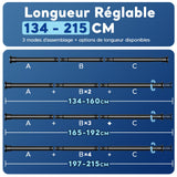 Extendable Curtain Rod No-Drill 71–215cm Stainless Steel – Black