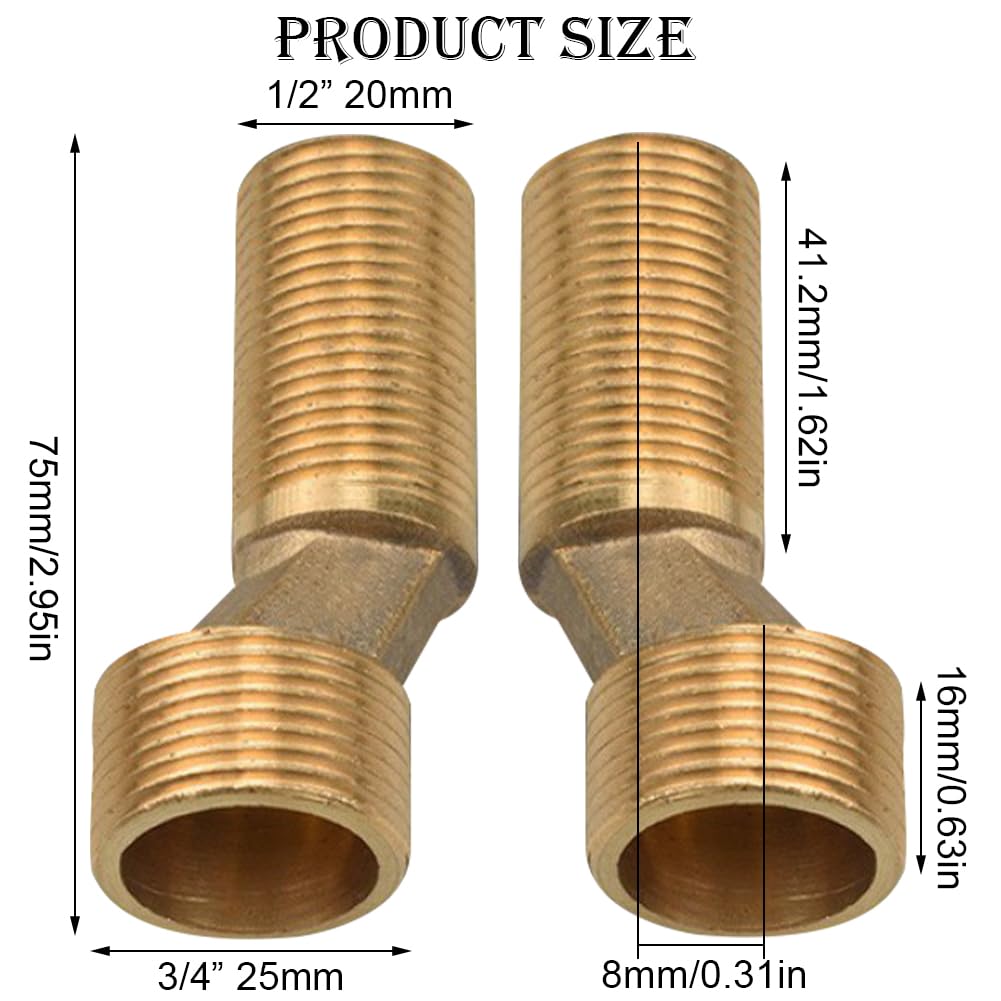 Racord excentric S din alamă pentru baterie cadă/duș 3/4 la 1/2 inch lungime 75 mm