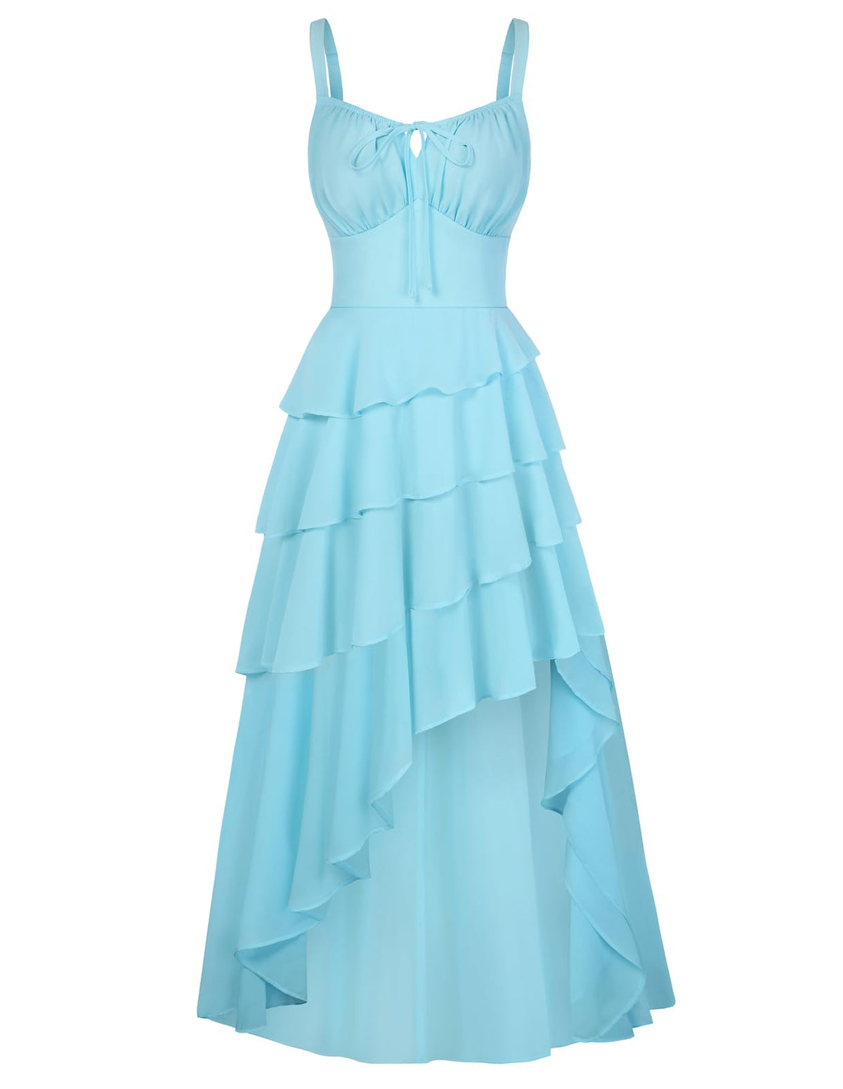 Rochie de vară stil renascentist cu corset asimetric și buzunare – Bleu / Albastru deschis M