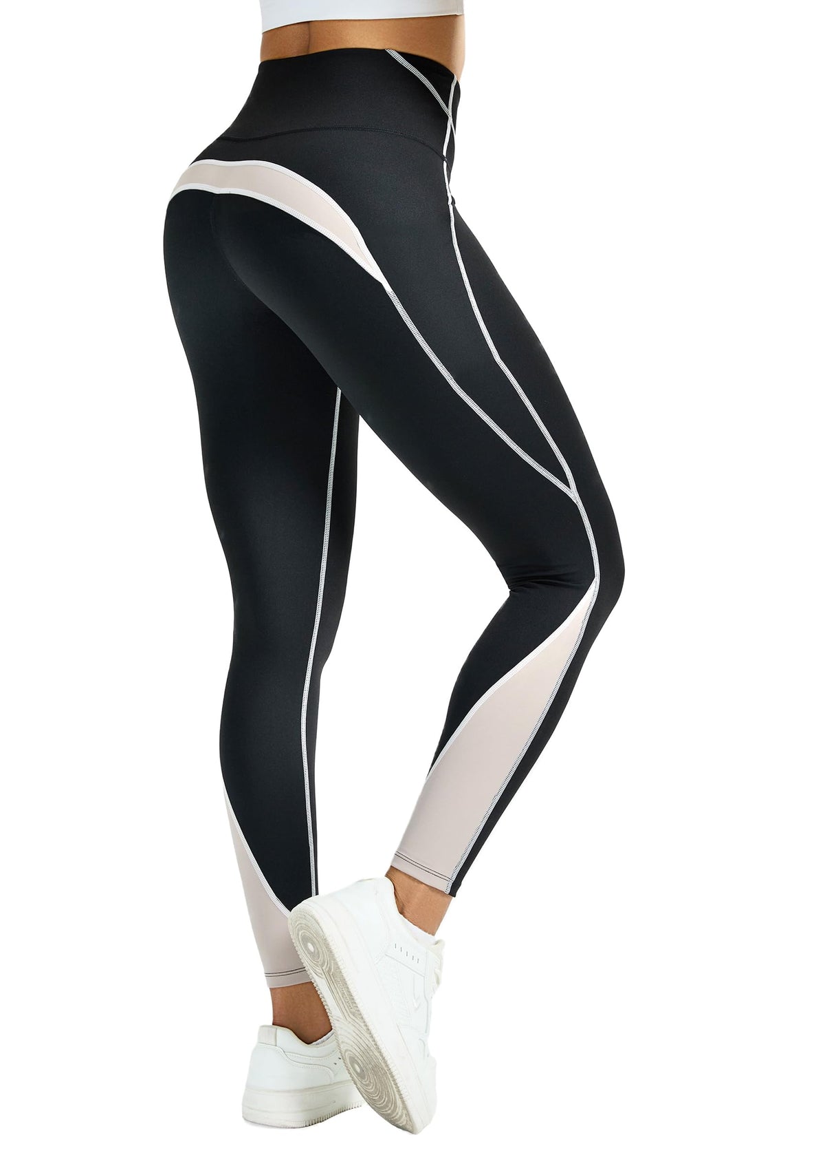Women's High-Waist Sports Leggings Pockets Opaque Breathable – Various Sizes