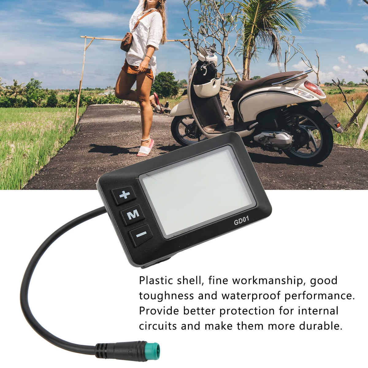 Display LCD GD01 pentru bicicletă electrică 36/48V 5 pini impermeabil – Ghidon 22.2 mm
