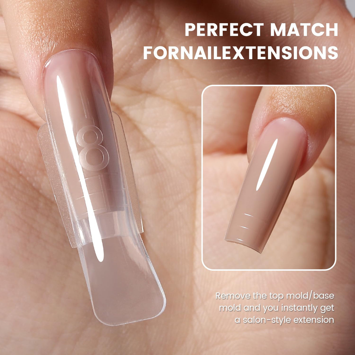 Dual Nail Forms Mold Set 240pcs Transparent Sandwich Polygel – W559-Square