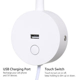 Lampă de citit de perete Brightmax LED 3W cu port USB și întrerupător tactil 3000K – Alb Mat