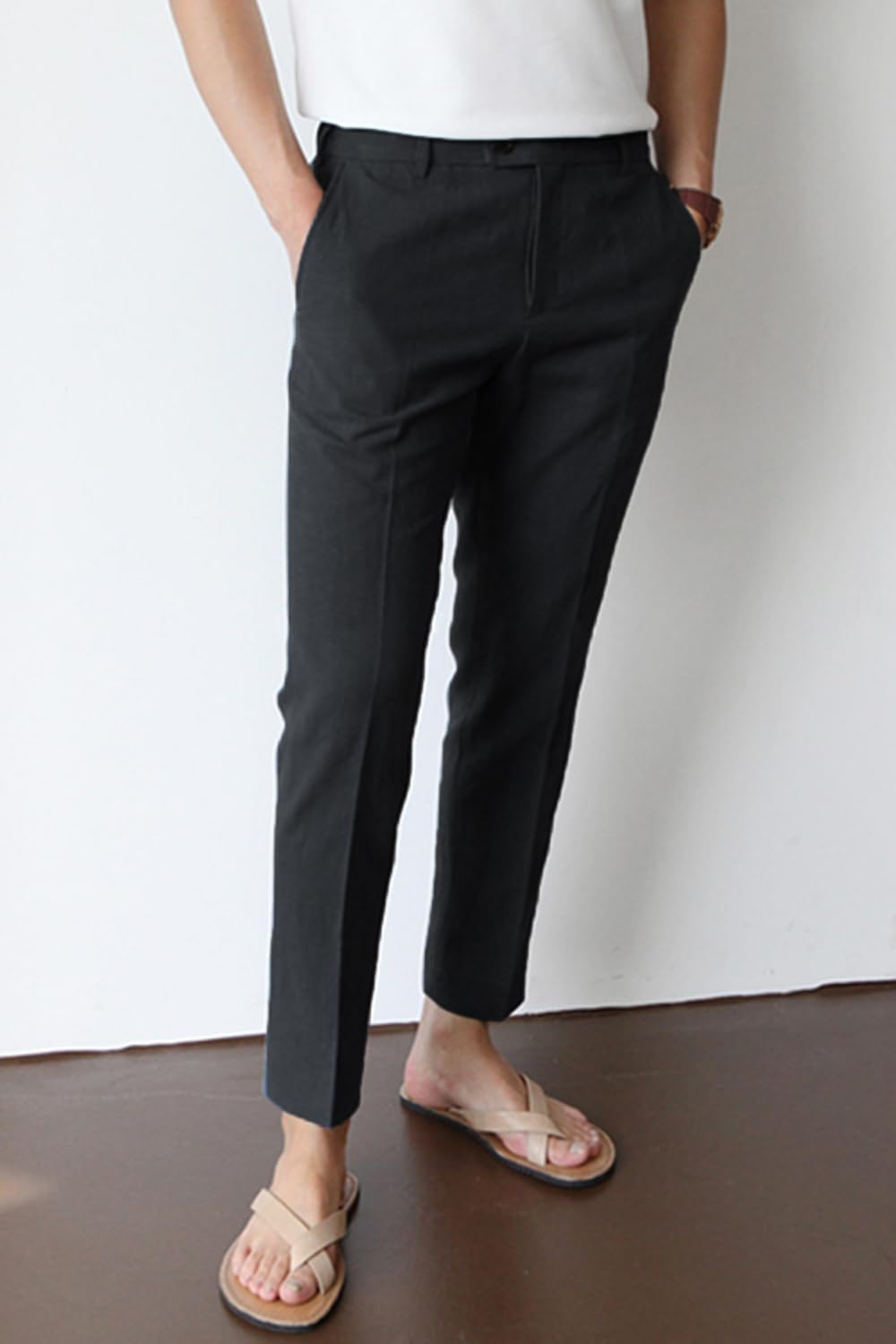 Pantaloni chino bărbați Slim Stretch lejeri – Negru 32/30