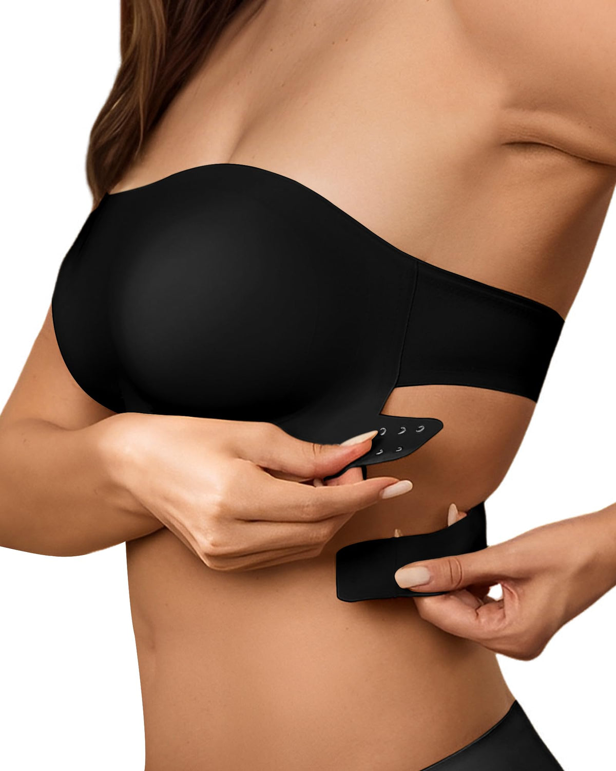 Sutien fără bretele fără cusături SHARICCA cu silicon antialunecare – Negru XL