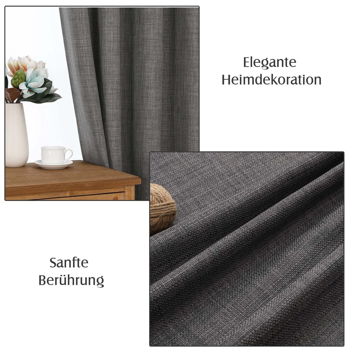 Ready-Made Eyelet Curtains 140x175cm Pair Modern – Anthracite Grey