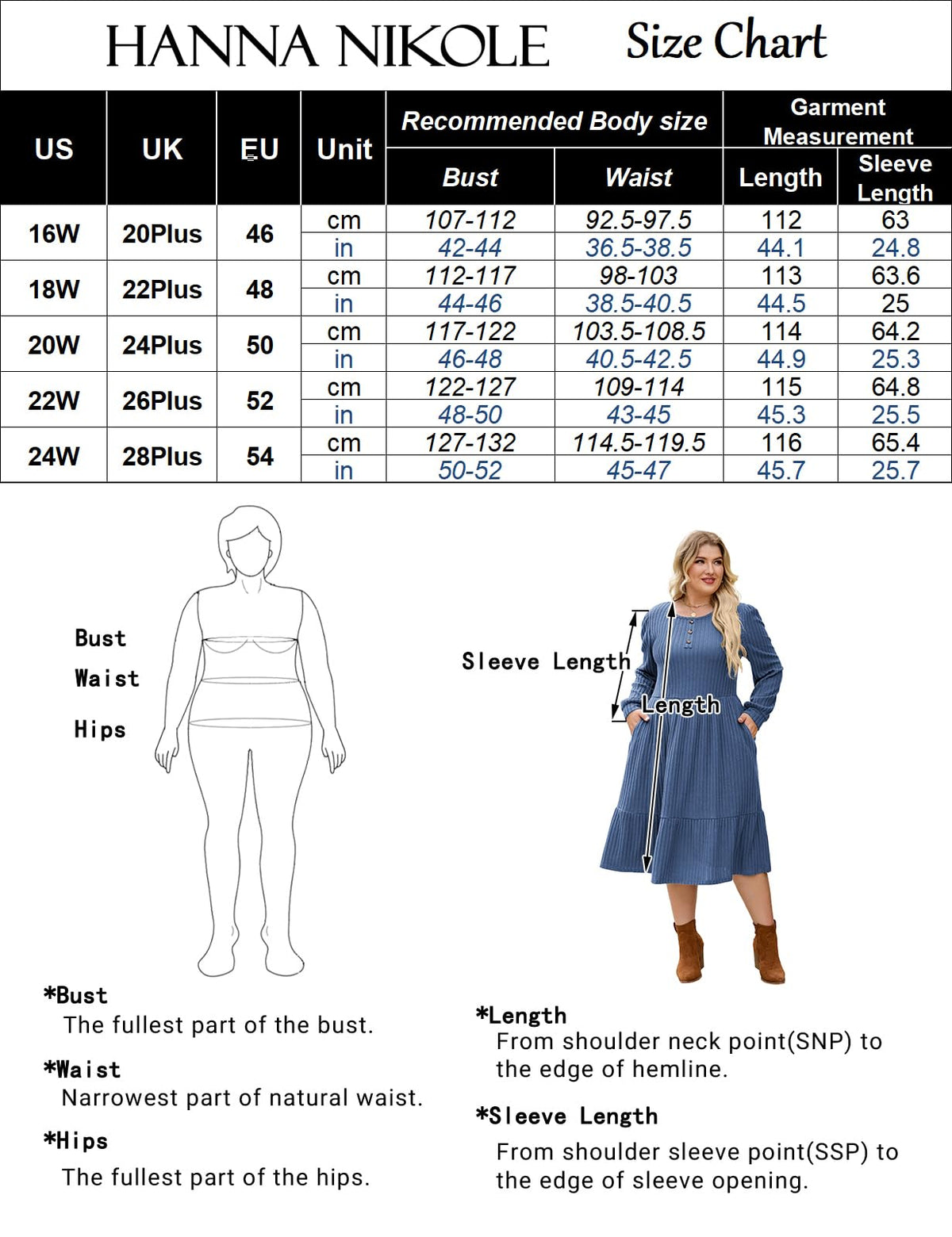 Women's Plus-Size Knit Sweater Dress A-Line Casual – Grey-Blue