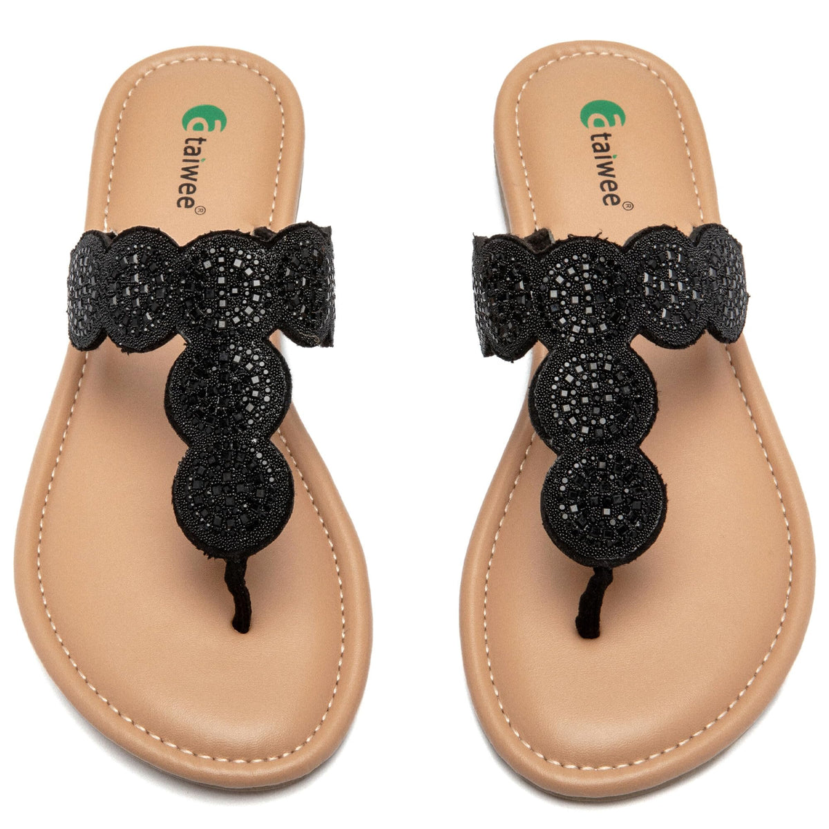 Papuci șlapi de vară comozi damă cu sclipici stil Boho – Negru EU 45