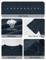 Men's Cotton Short Sleeve T-Shirt Letter Print Crewneck Relaxed Heavyweight – Los Angeles Blue S