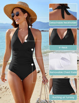 Costum de baie întreg modelator damă push-up buretat – Negru M