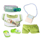 Set hăinuțe lucrate manual din 5 piese model herringbone pentru păpuși 15-17 cm – Verde