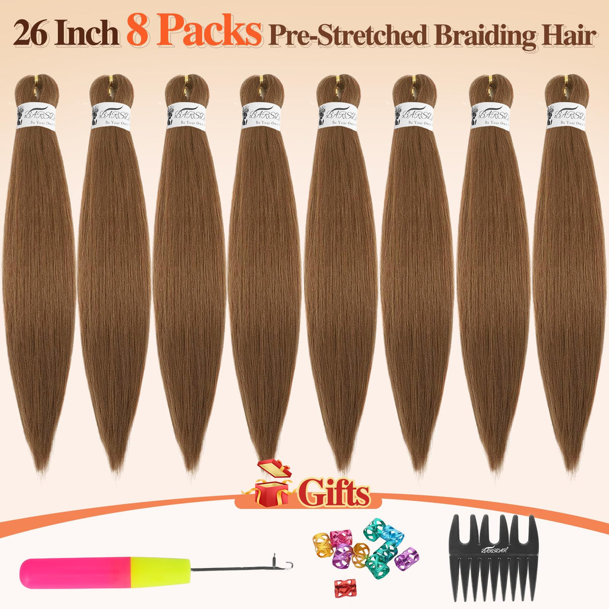 Pre Stretched Braiding Hair Auburn 26 Inch 8 Packs – 30# Light Auburn