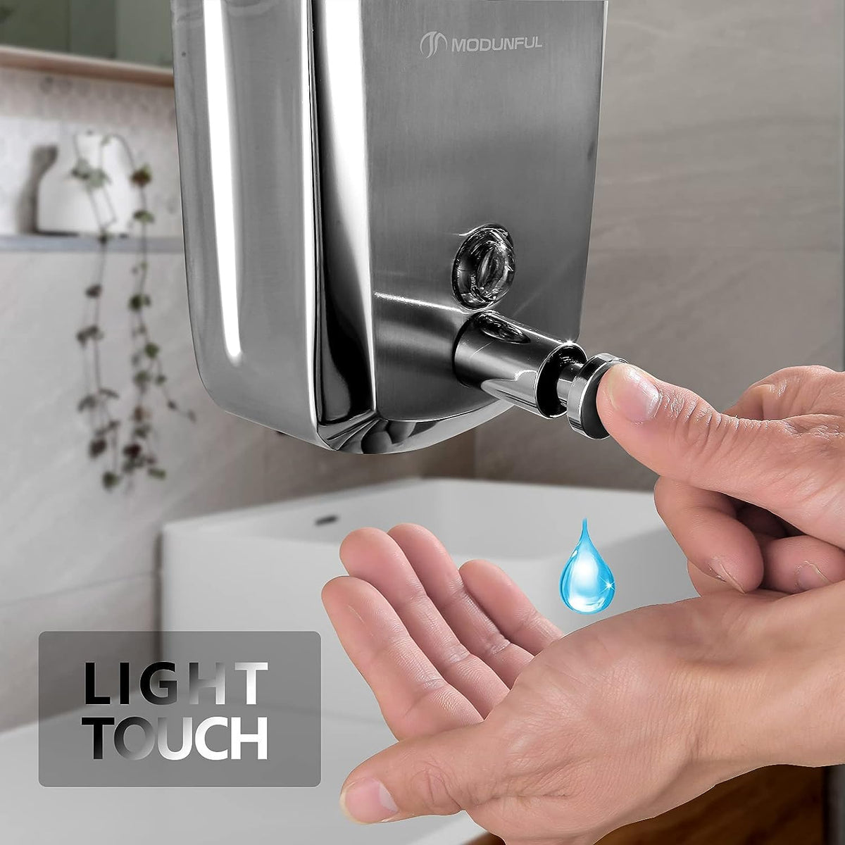 Dozator de săpun lichid de perete din inox lucios modunful 500 ml pentru baie și bucătărie