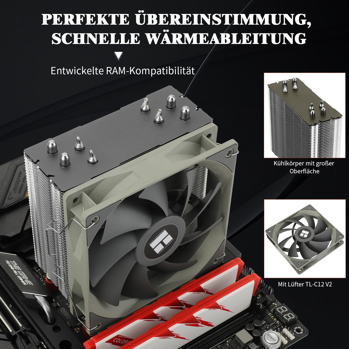 Cooler procesor pe aer Thermalright Assassin Spirit 120 V2 ventilator 120mm PWM pentru AMD AM4/AM5 și Intel