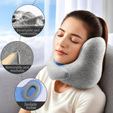Cervical Travel Pillow Memory Foam Soft Breathable with Storage Bag – With Bag