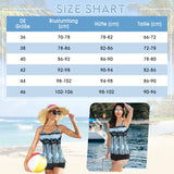 Costum de baie tankini 2 piese Durio cu pantalon scurt și dungi florale – Roșu/Flori Negre EU 46 (3XL)