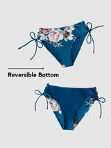 Costum de baie reversibil CUPSHE cu bretele împletite și imprimeu floral – Bleumarin XL