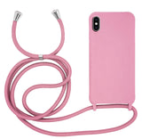 Husă din silicon TPU moale cu șnur reglabil de gât pentru iPhone X/XS – Roz