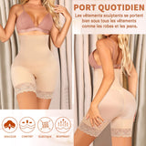 Women's Tummy Control Panties, Flat Tummy Control, Invisible Shapewear, High Waist, Anti-Chafing, Thigh Shapewear, Lace, Shorts, #1 Beige, 48