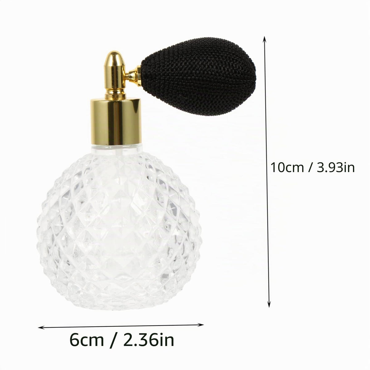 Sticluță vintage reîncărcabilă de parfum 100ml din sticlă cu pulverizator pară – Transparent