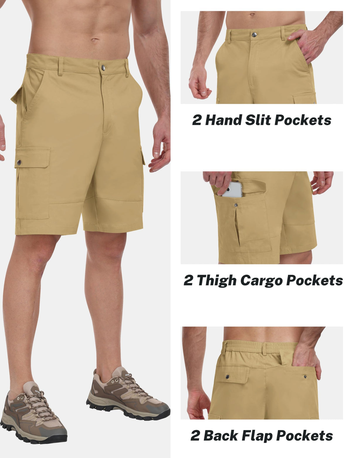 Men's Cargo Shorts Cotton Lightweight Multi-Pocket Bermuda – Navy Blue EU XL