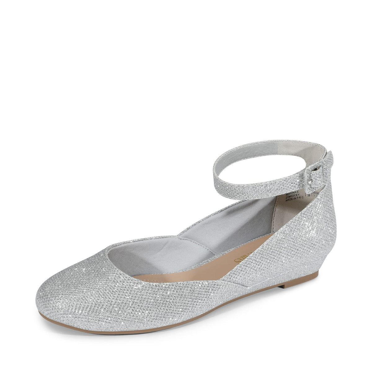 DREAM PAIRS ballerinas women's shoes women's elegant flat shoes for women with adjustable ankle strap strappy ballerina, size 41, silver glitter, REVONA-E