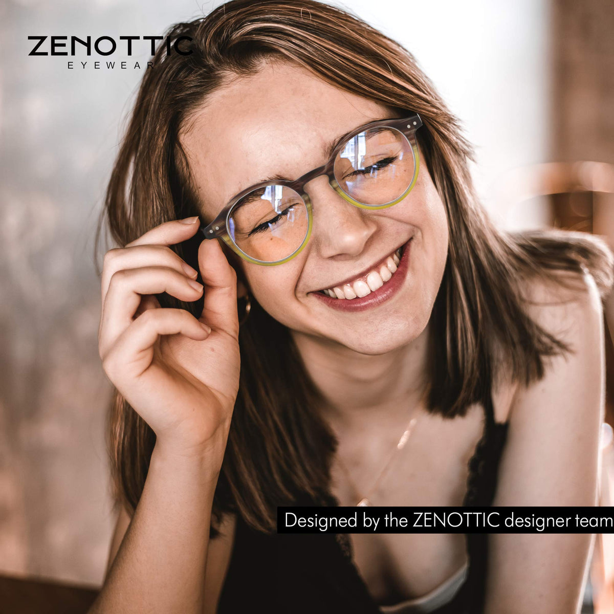 Ochelari rotunzi de citit cu protecție lumină albastră și antiameteală ZENOTTIC stil retro
