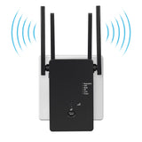 Dual-Band Wi‑Fi Repeater 1200Mbps 4 External Antennas LAN/WAN Port – Black