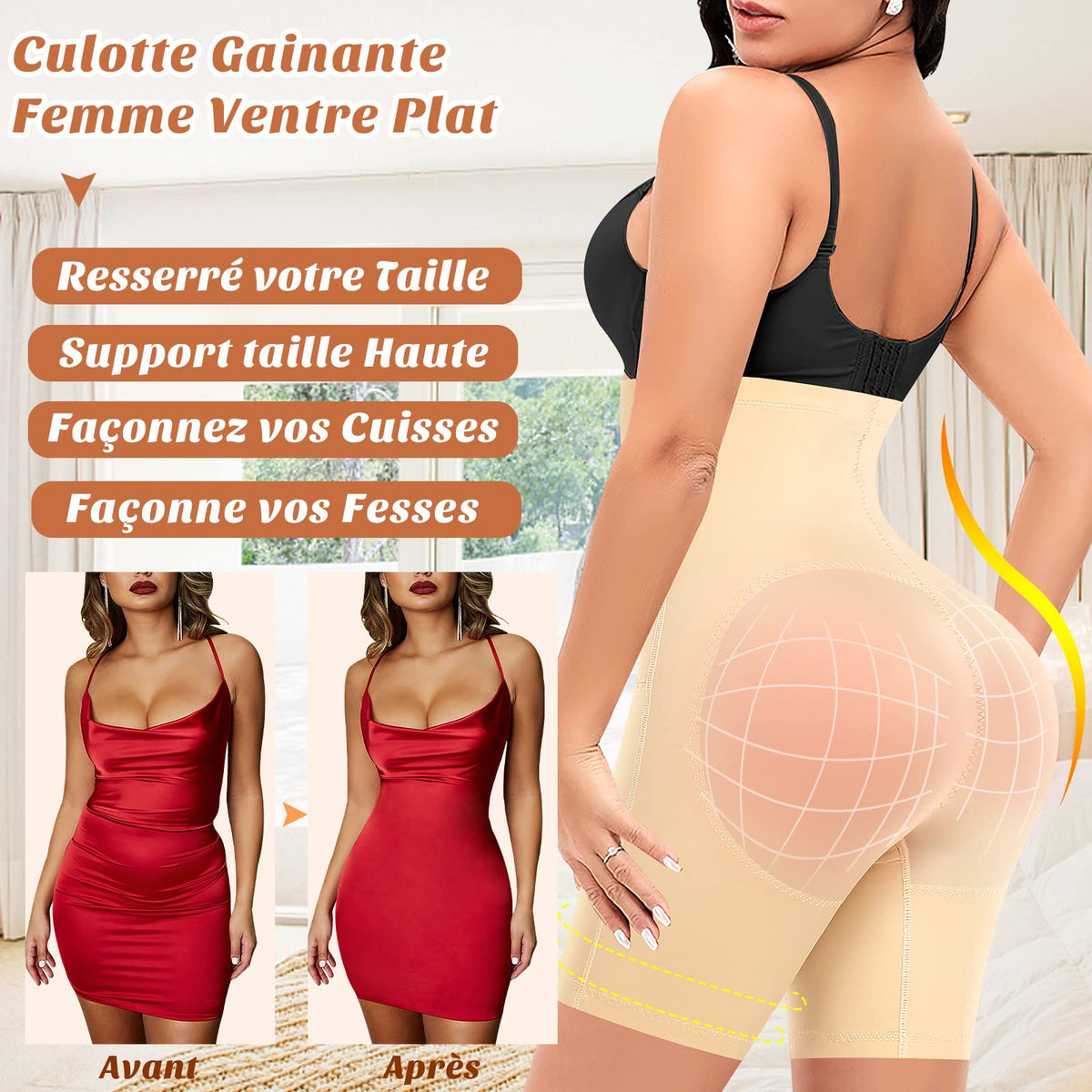 Women's High Waist Shaping Briefs Invisible Slimming Anti-Chafing – Beige 38