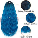 Women's Long Curly Wavy Wig Blue – Halloween