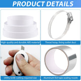 Universal reducing connector Ø80-150mm reducing piece Ø 80-100mm 100-120mm 120-140-150mm with stainless steel hose clamps aluminum foil tape ABS reducing piece for ventilation system ventilation round pipe ventilation