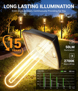 Lămpi solare de grădină cu țăruș metalic 3000K lumină caldă IP65, set 4 bucăți