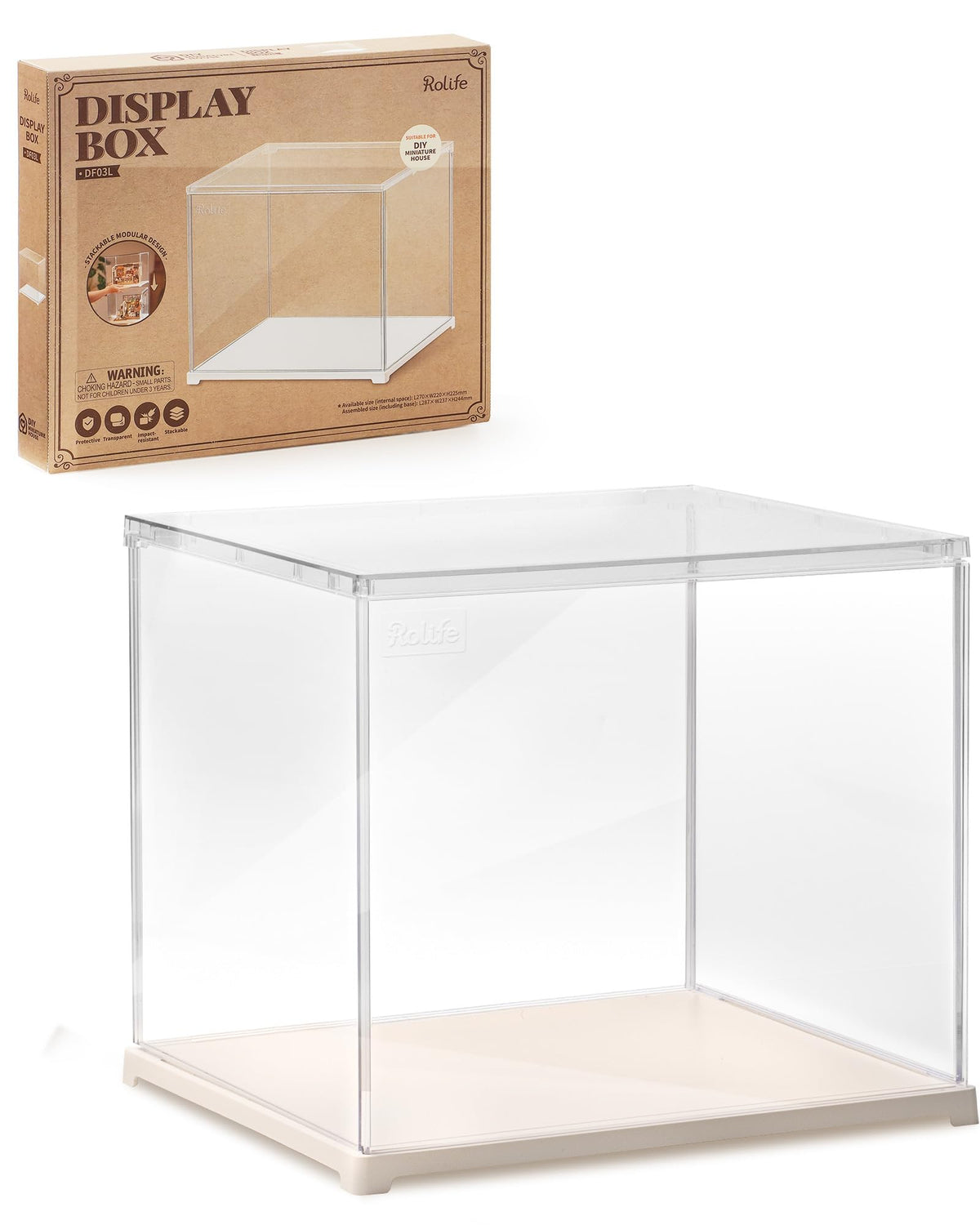 Căsuță miniaturală din lemn DIY Rolife kit asamblare cu vitrină de protecție model DF03L