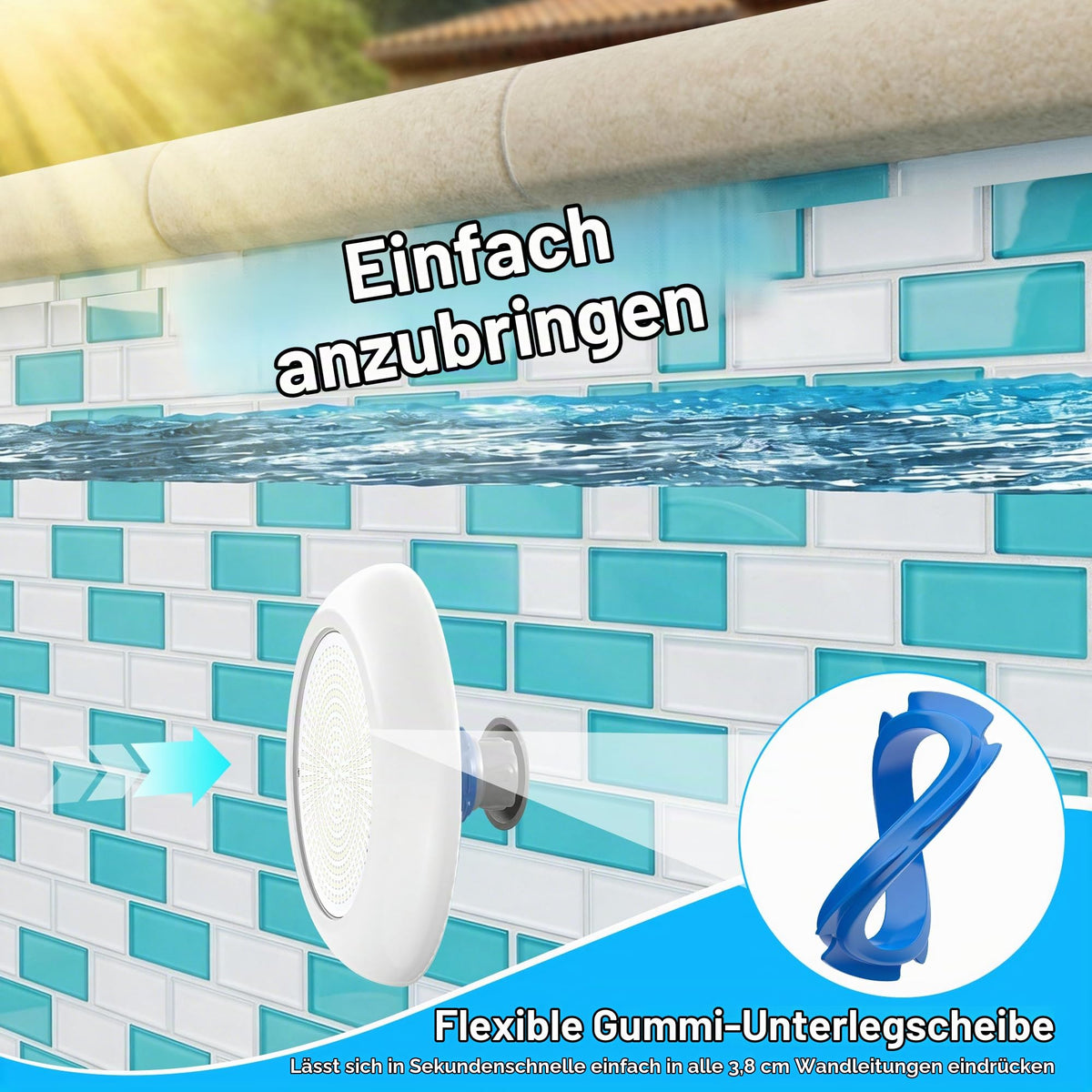 OSREE 12W LED Pool Light 6000K 1200lm Ø190mm 12V AC/DC – White