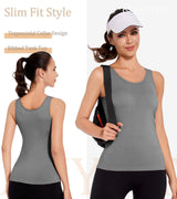 Women's Tank Top with Integrated Bra Wide Straps Built-In Cups - XL