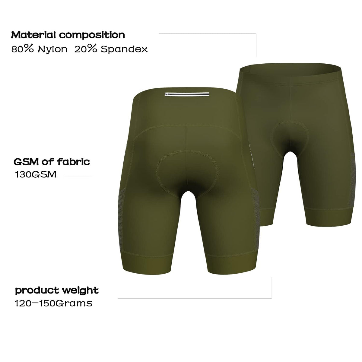 Men's 4D Padded Cycling Shorts Breathable Quick-Dry with Reflective Stripes – Green S