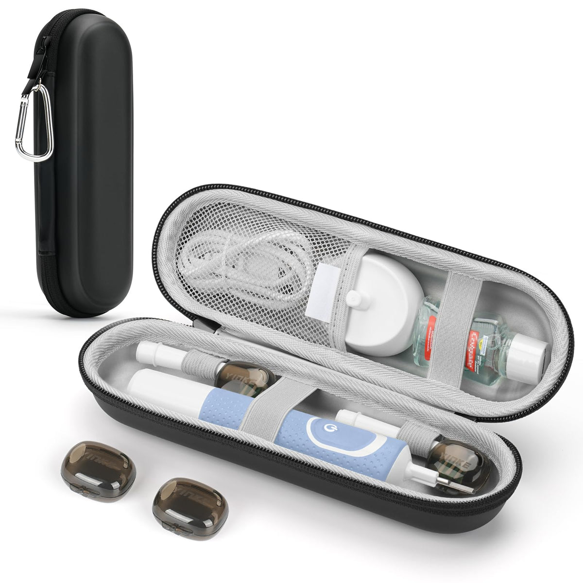 Toc etui rigid de călătorie pentru periuță electrică compatibil Oral-B și Philips – Negru