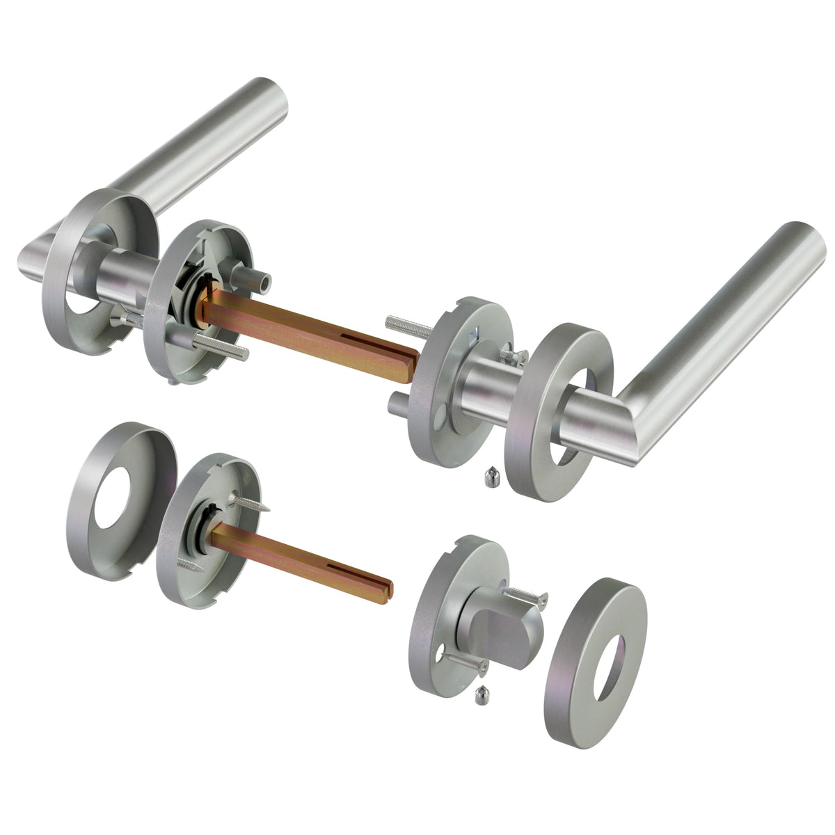 Stainless Steel Mortise Door Handle with Bathroom Knob Two-Tone – SO2-103BK-D