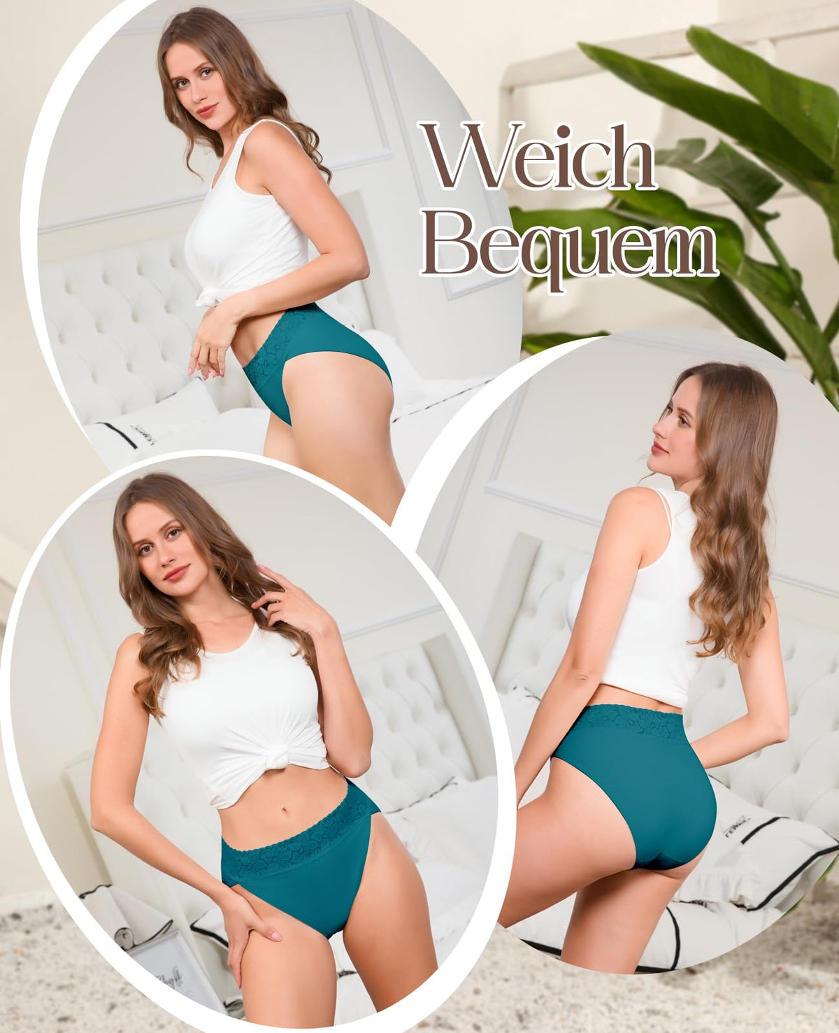 Women's Cotton Hipster Lace Multipack Breathable Stretch Panties - Black & White XXL