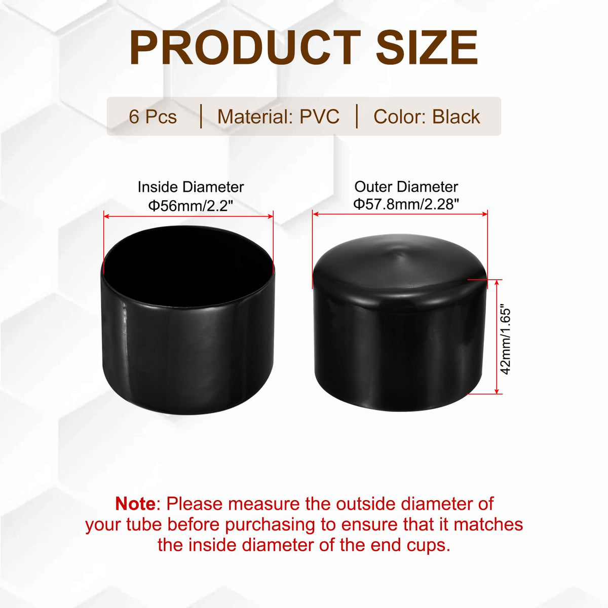 Capace de protecție flexibile din cauciuc/PVC pentru șuruburi și țevi 56 mm, set 6 buc – Negru