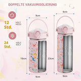 Sticlă termos pentru copii din inox cu pai 420ml fără BPA – 420ml