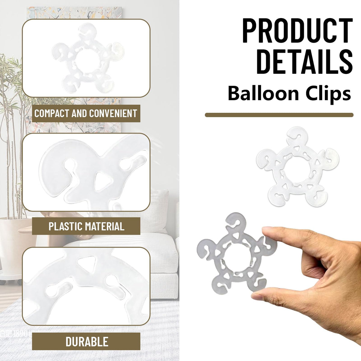 Balloon Clips Connectors for Arches & Decorations – 50-pack