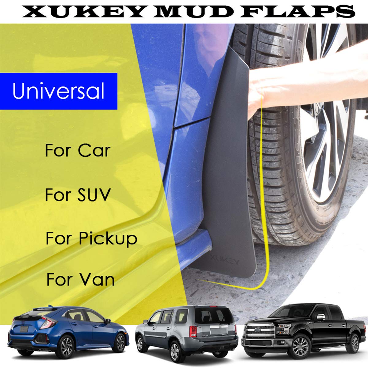 Apărători de noroi universale pentru autoturisme SUV și autoutilitare XUKEY, set 4 bucăți