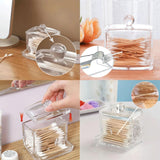 Acrylic Cotton Swab Holder Dispenser with Lid Cotton Pad Organizer – Transparent