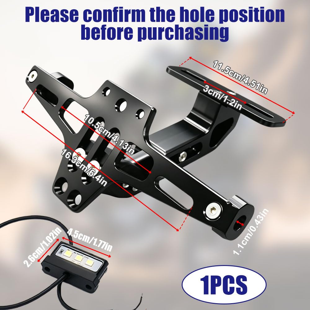 Motorcycle License Plate Holder Adjustable Bracket Universal Fit – Black