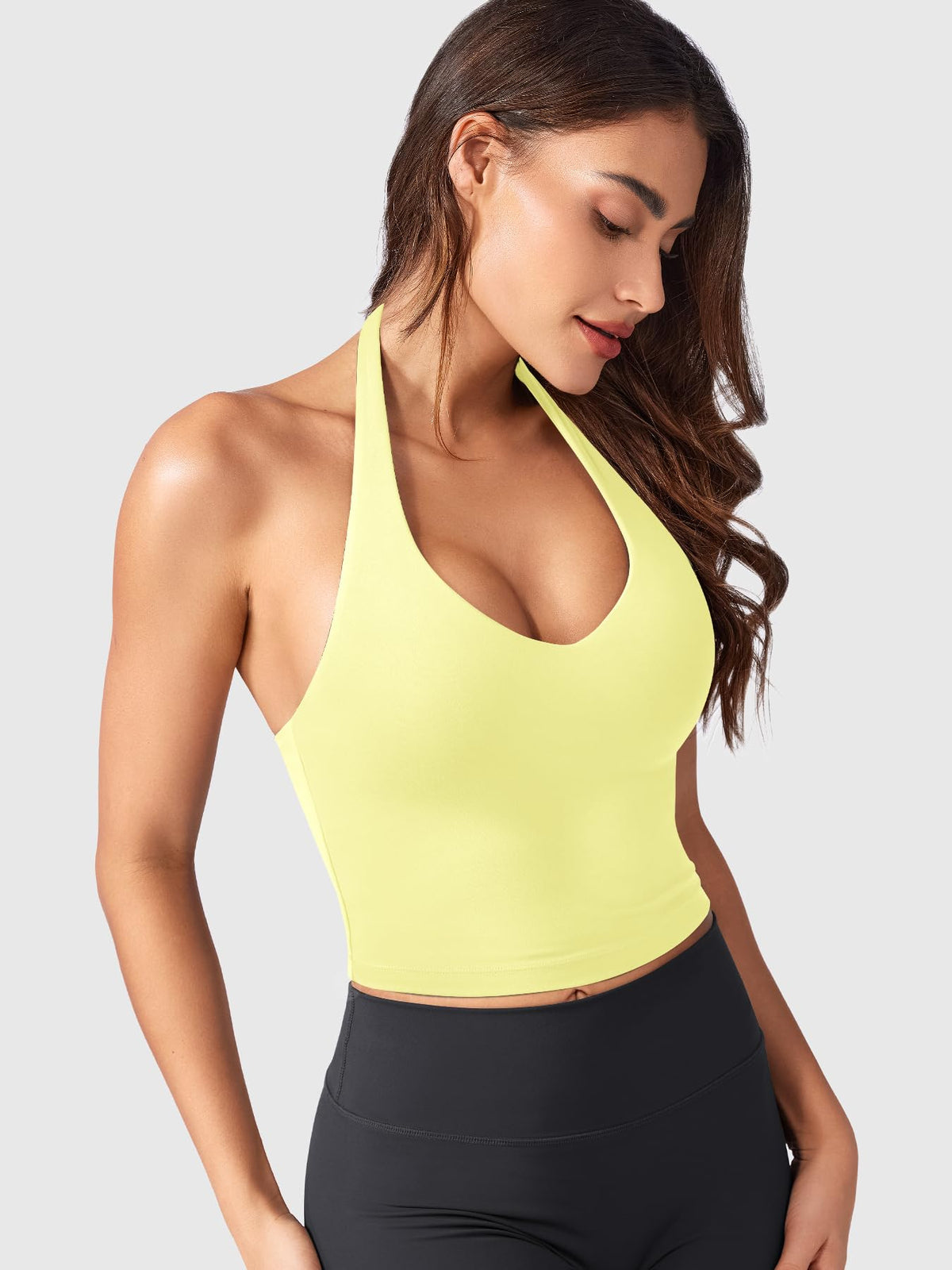 Women's Halter Deep V Crop Sport Top